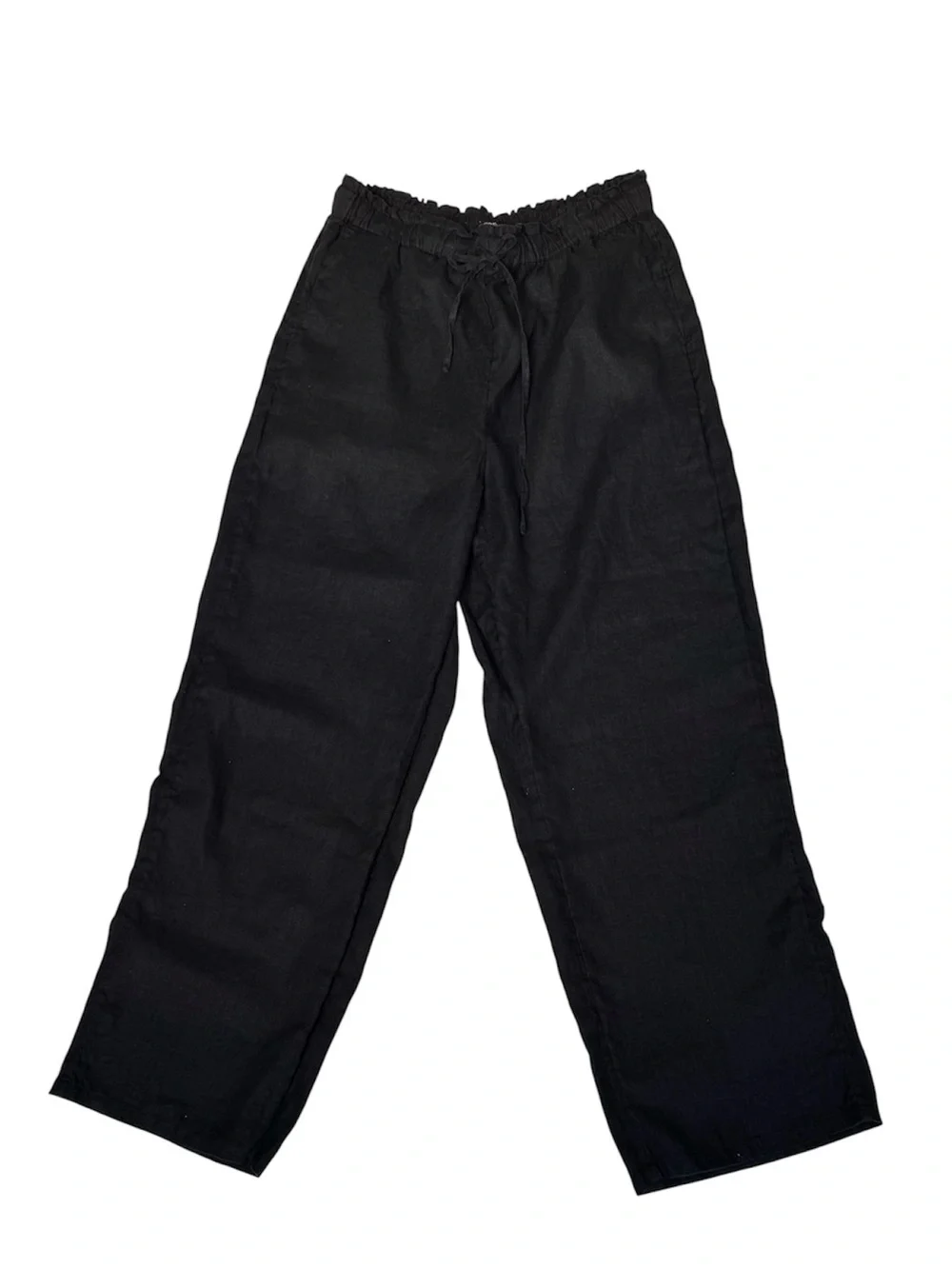 J. Crew Black 💯 Linen Wide-Leg Drawstring Pants Size Small - Picture 3 of 14